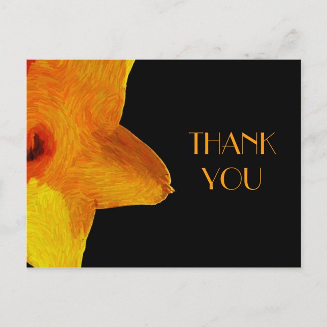 Yellow Impressionist Daffodil Thank You Postcard (Front)