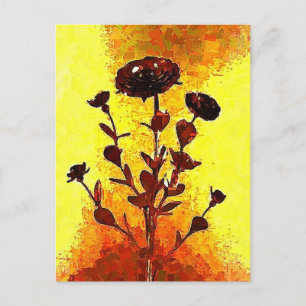 Yellow Impressionist Mediaeval Flower Art Postcard