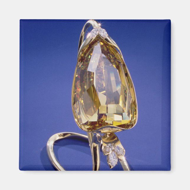Yellow 'Incomparable' diamond in a gold setting Magnet (Front)