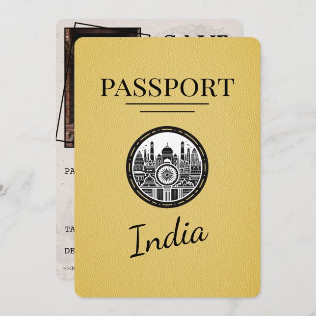 Yellow India Passport Save The Date (Front/Back)