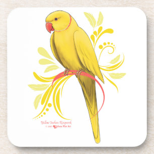 Yellow Indian Ringneck Parrot Coaster