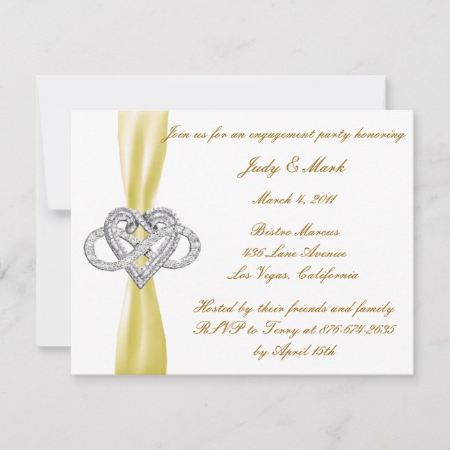 Yellow Infinity Heart Engagement Party Invitation (Front)