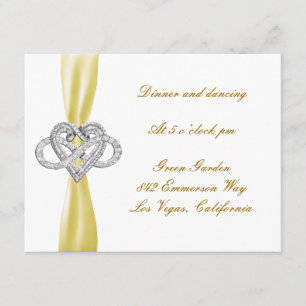 Yellow Infinity Heart Wedding Reception Card