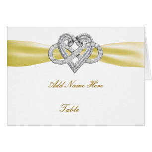 Yellow Infinity Heart Wedding Table Place Card