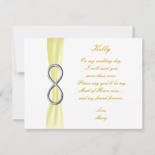 Yellow Infinity Wedding Maid Of Honour Card