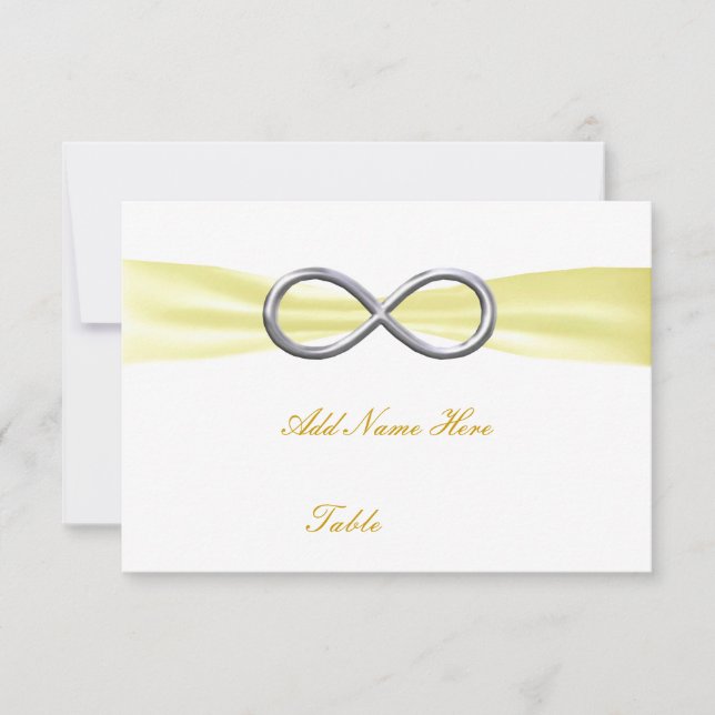 Yellow Infinity Wedding Table Place Card (Front)