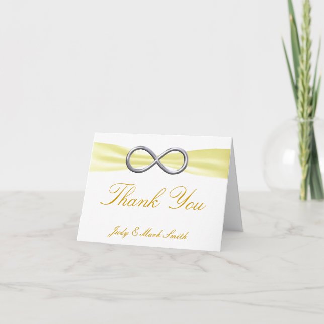 Yellow Infinity Wedding Thank You Card (Front)