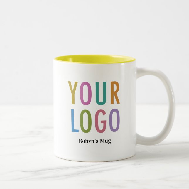 Yellow Inner Coffee Mug Business Logo & Name 11 oz (Right)