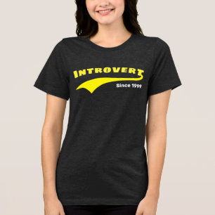 Yellow Introvert Typography Swoosh Custom Date Tri-Blend Shirt