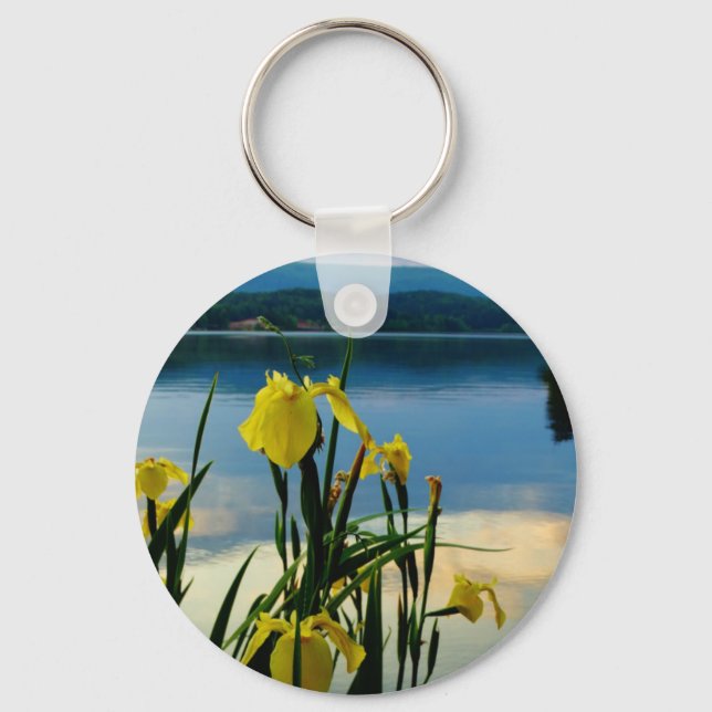 Yellow Iris at Lake Shore Key Ring (Front)