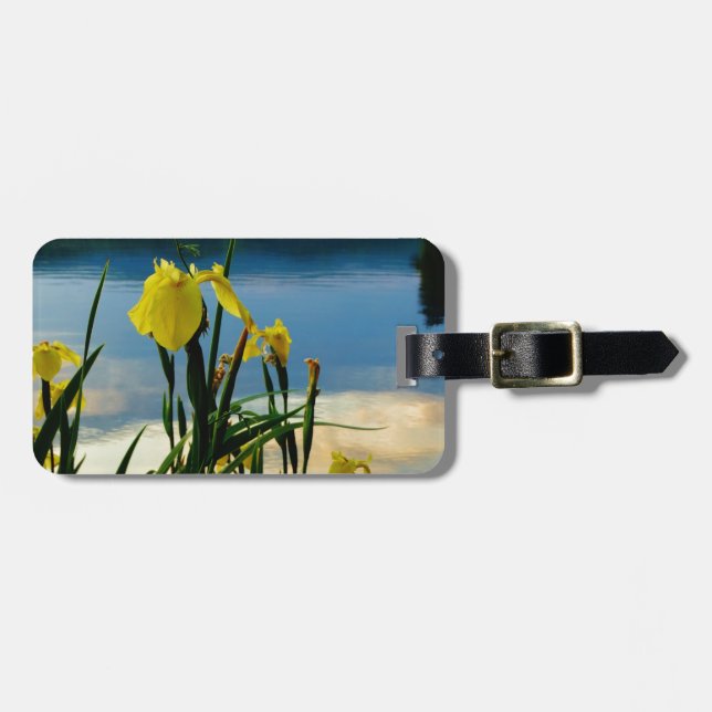 Yellow Iris at Lake Shore Luggage Tag (Front Horizontal)