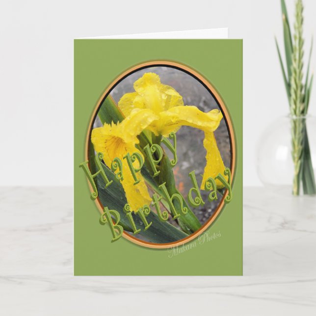 Yellow Iris Birthday-customise Card (Front)