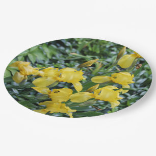 Yellow Iris Floral Garden Paper Plate