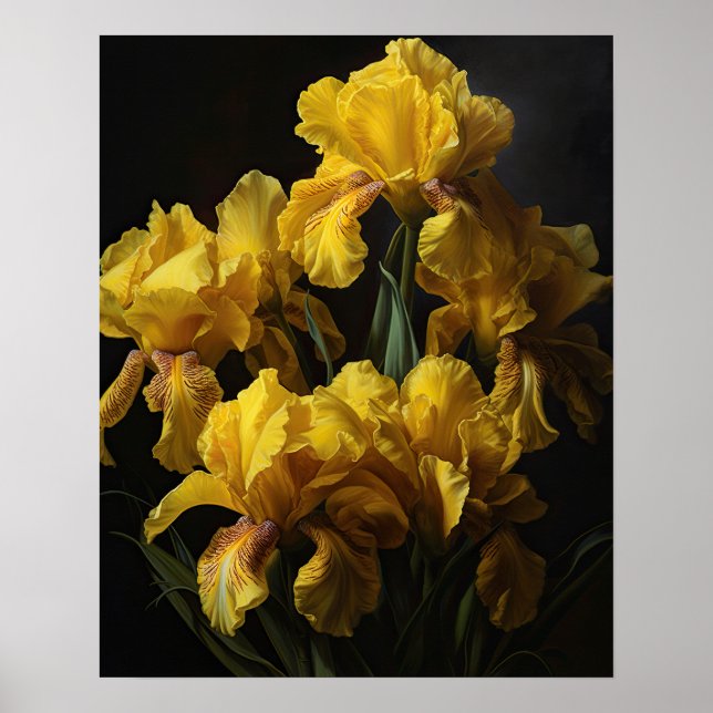 Yellow Iris Flowers Art Print Poster (Front)