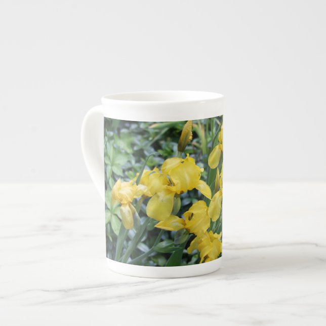 Yellow Iris Garden Bone China Mug (Front Left)