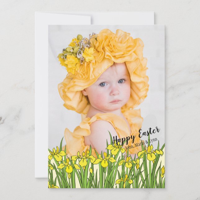 Yellow Iris Photo Easter Card (Front)