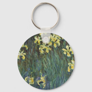 Yellow Irises by Claude Monet, Vintage Fine Art Key Ring