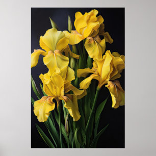 Yellow Irises Flower Art Print Poster