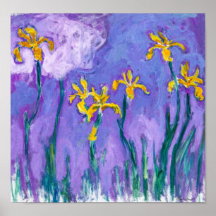 Yellow Irises with Pink Cloud Claude Monet Poster