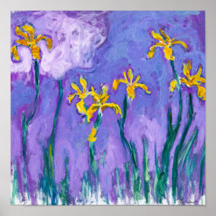 Yellow Irises with Pink Cloud Claude Monet Poster