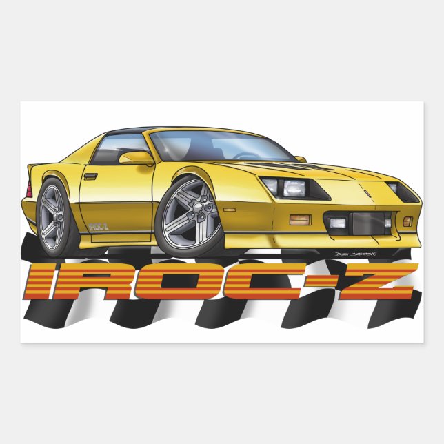 Yellow IROC Z Rectangular Sticker (Front)