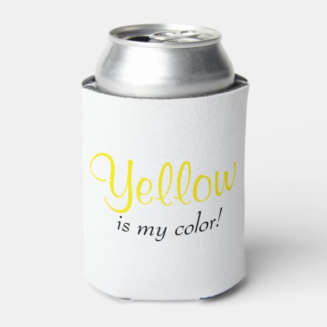 Yellow Is My Colour Cute Typography Text Can Cooler (Can Front)