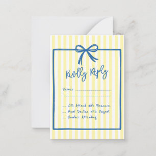 Yellow italian doodle Bow wedding response RSVP Card