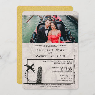 Yellow Italy Passport Wedding Invitation