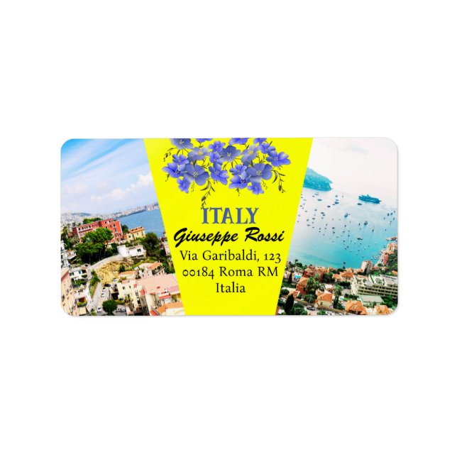 Yellow Italy Rome Modern Nature Chic Address Label (Front)
