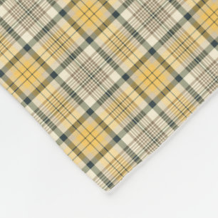Yellow, Ivory and Black Plaid Fleece Blanket
