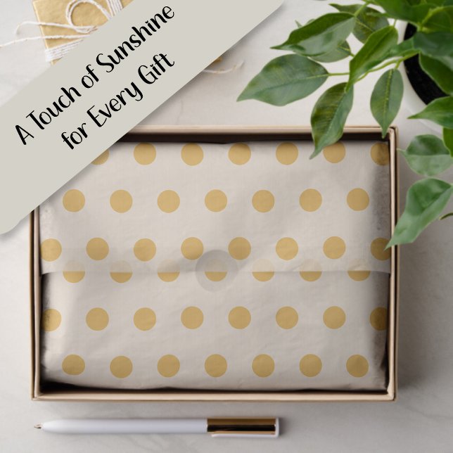 Yellow Ivory Cream Beige Polka Dots Tissue Paper (Yellow and cream-colored polka dot gift wrapping tissue paper)
