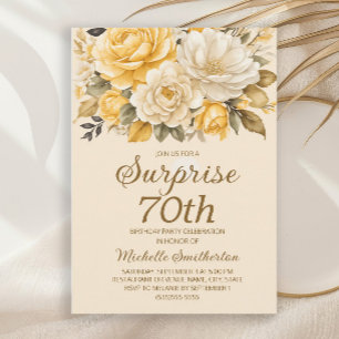 Yellow Ivory Cream Watercolor Floral Surprise Invitation