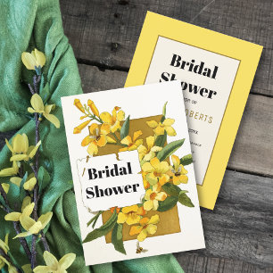Yellow jasmine floral wedding bridal shower invitation