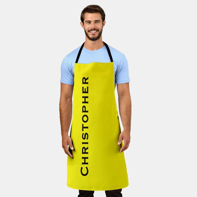 Yellow Jumbo Bold Name or Choose Your Colour Apron (Worn)
