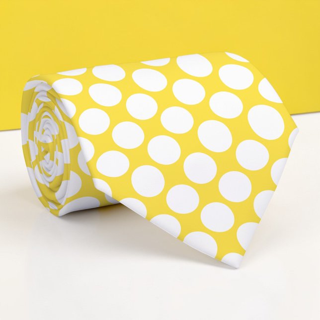 Yellow Jumbo Polka Dots Custom Necktie (Creator Uploaded)
