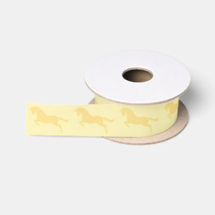 Yellow Jumping Unicorn Satin Ribbon