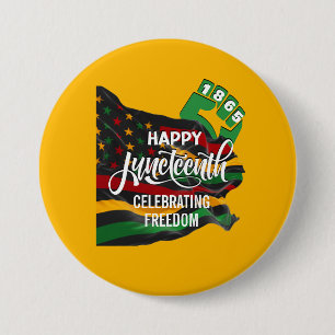 Yellow JUNETEENTH African American Flag 7.5 Cm Round Badge