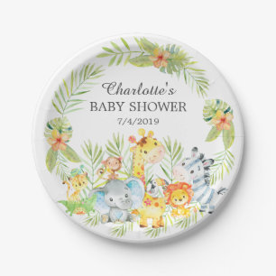 Yellow Jungle Animals Baby Shower 7" Plate