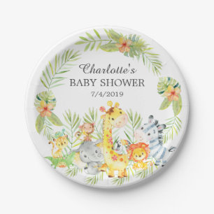 Yellow Jungle Animals Baby Shower 7" Plate