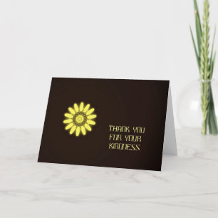 Yellow Kaleidoscope On Black Background Thank You Card
