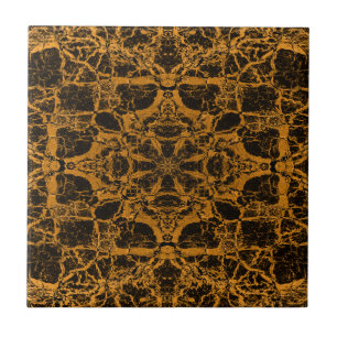 Yellow kaleidoscope pattern ceramic tile