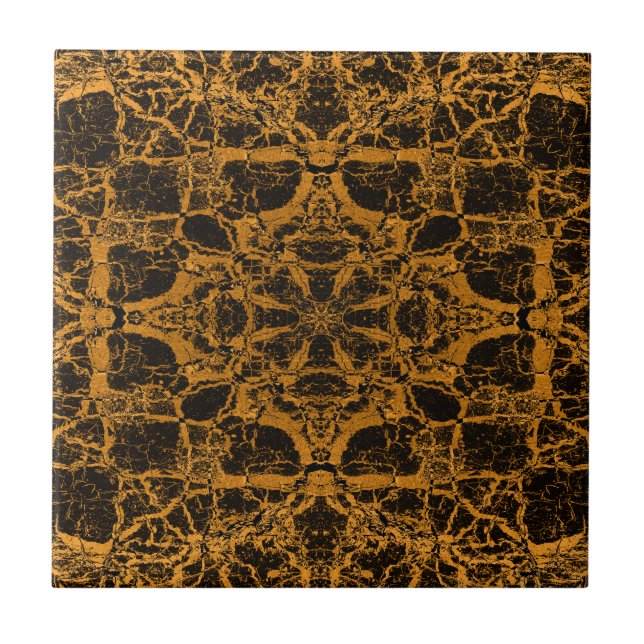 Yellow kaleidoscope pattern ceramic tile (Front)