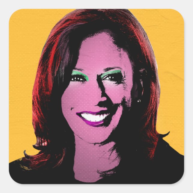 Yellow Kamala Harris Pop Art Square Sticker (Front)