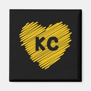 Yellow Kansas City Heart Lover Football KC Mens   Magnet