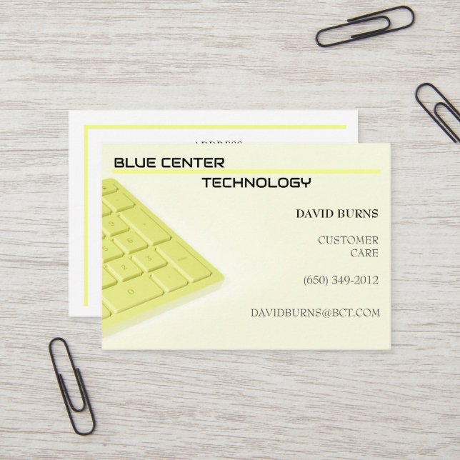  Yellow  Keyboard Information Technology  Business Card (Front/Back In Situ)