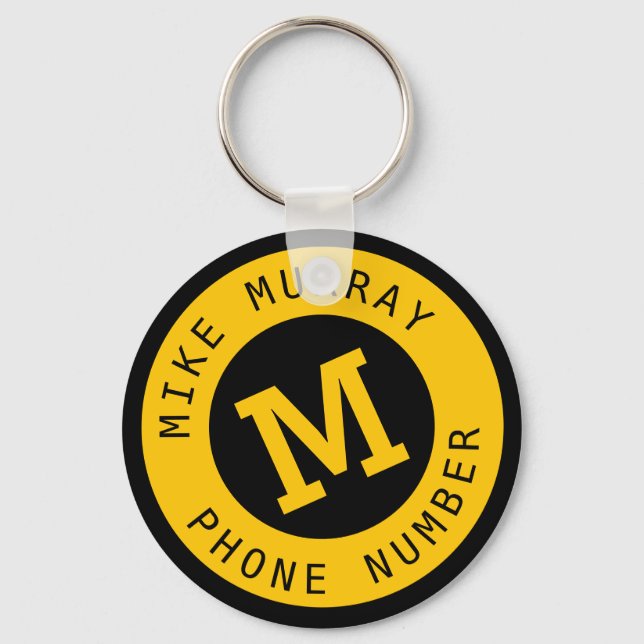 Yellow keychain with monogram (Front)