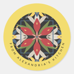 Yellow Kitchen Tile Design From the Kitchen Of Classic Round Sticker