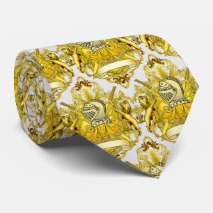 Yellow Knight Family Crest Shield Tie