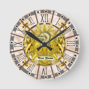 Yellow Knight Family Crest  Surname clock