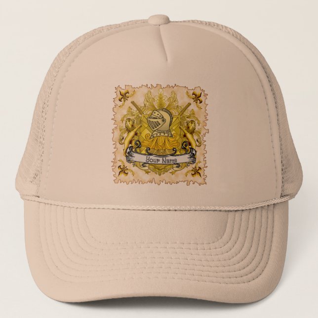 Yellow Knight Family Crest  Surname hat  (Front)